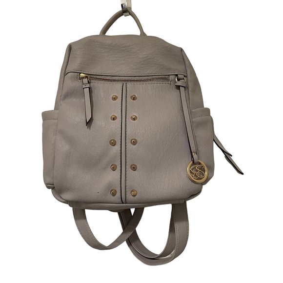 JESSICA SIMPSON Womens Gray Backpack Faux Leather Adjustable Straps Zip Closure - Picture 1 of 8